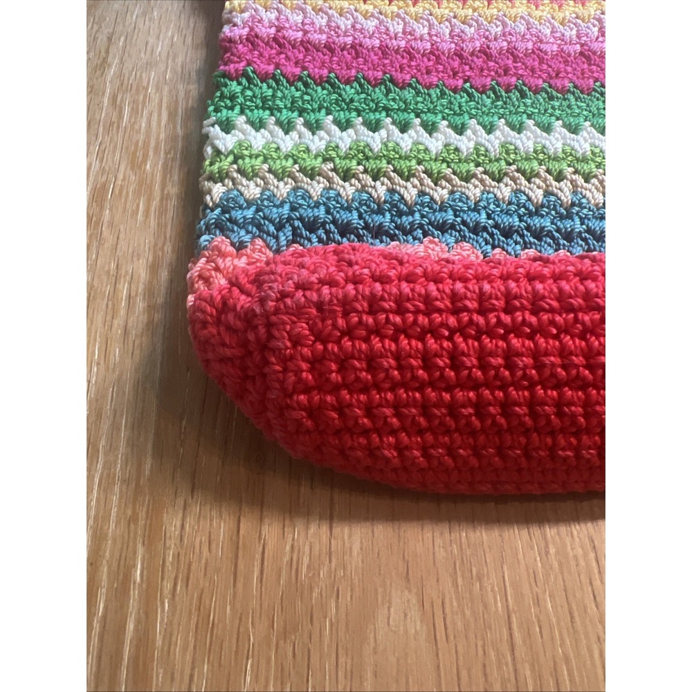 The Sak Rainbow Multicolor Striped Crochet Crossbody Bag Hobo Boho Hippie 10 X 9 - Picture 5 of 9